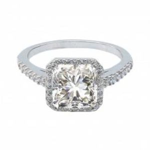 Stamped Zirconite Square Halo Ring